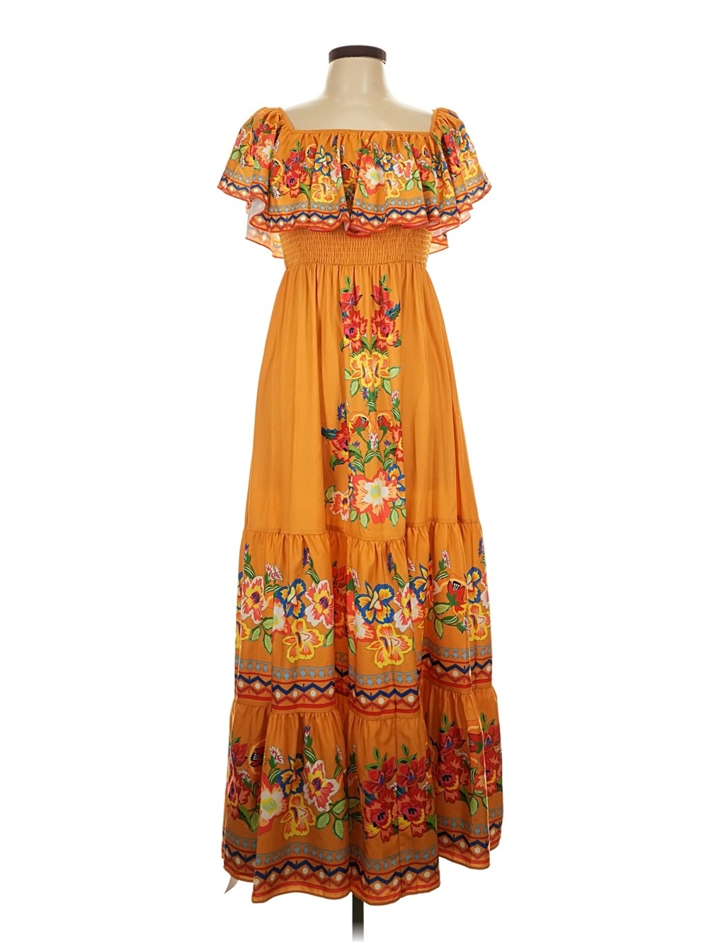 NWT Emery Rose Large Mustard Floral Maxi Dress